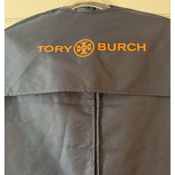 Tory Burch 2 Large Garment Dress Suit Bags Canvas Travel Navy & Orange Logo Zip - Picture 3 of 6
